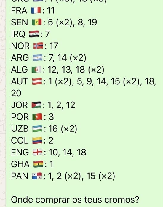 Vendo/Troco cromos mundial 2026