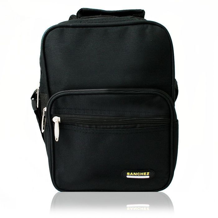 Pionowa torba męska z nylonu marki Sanchez czarna do pracy uniwersalna