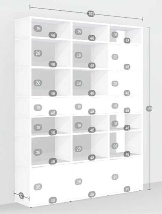 Meble Tylko - nowy regał, Type02 – Snow White, 153x193x32 cm