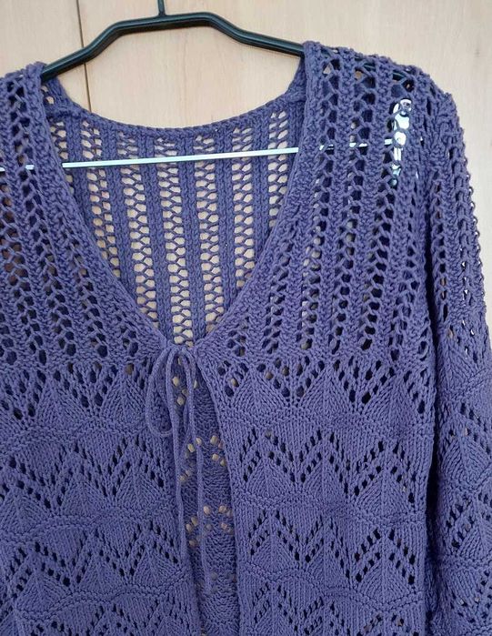 Sweter krótki ażurowy 3/4 rekaw rozm M