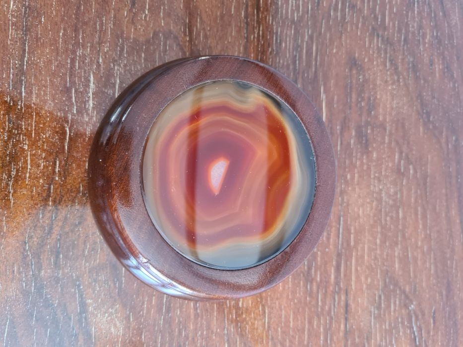 Caixa madeira com pedra Ágata