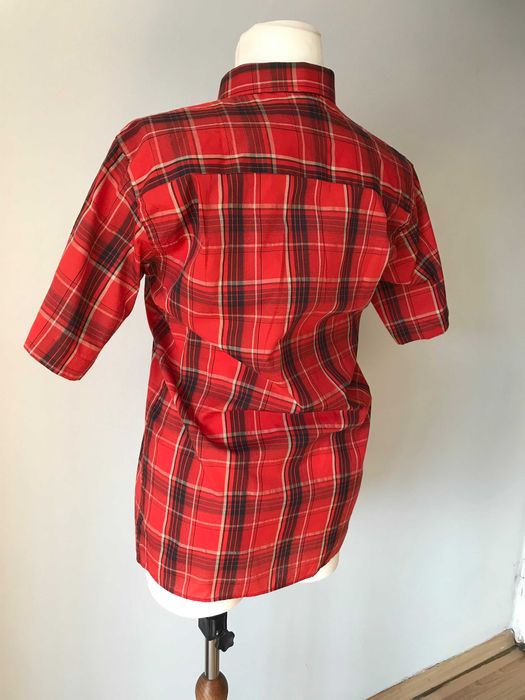 Koszula w kratkę czerwono czarno białą r. 44  vintage retro