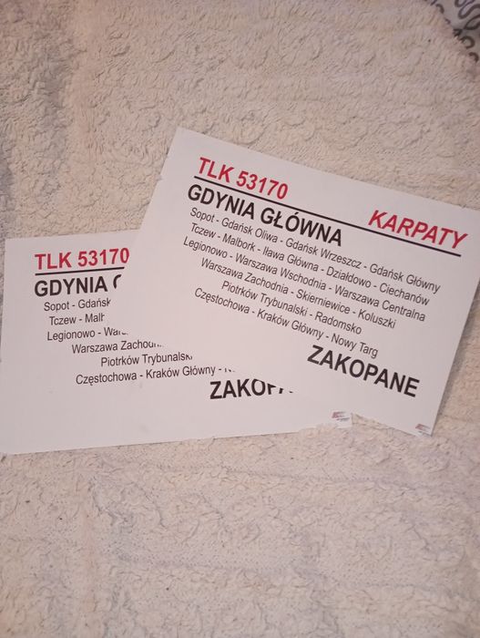 Tablica relacyjna TLK Karpaty