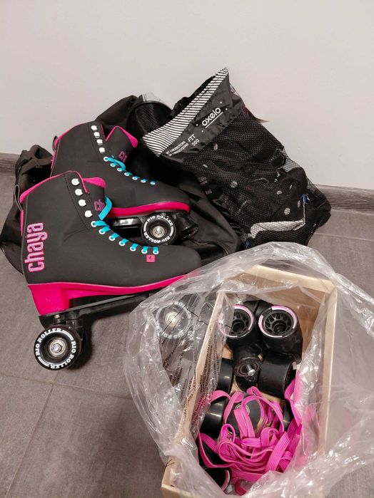 Wrotki Chaya Melrose r. 41 + Ochraniacze Oxelo, Torba i Koła Outdoor! Stan Super