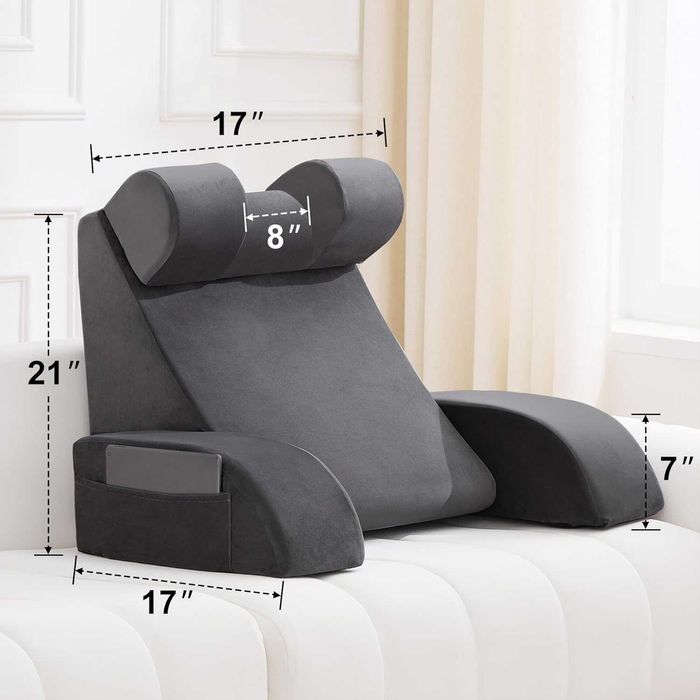 Almofada de leitura para adultos sentados na cama, almofada lombar para usar na cama sentado