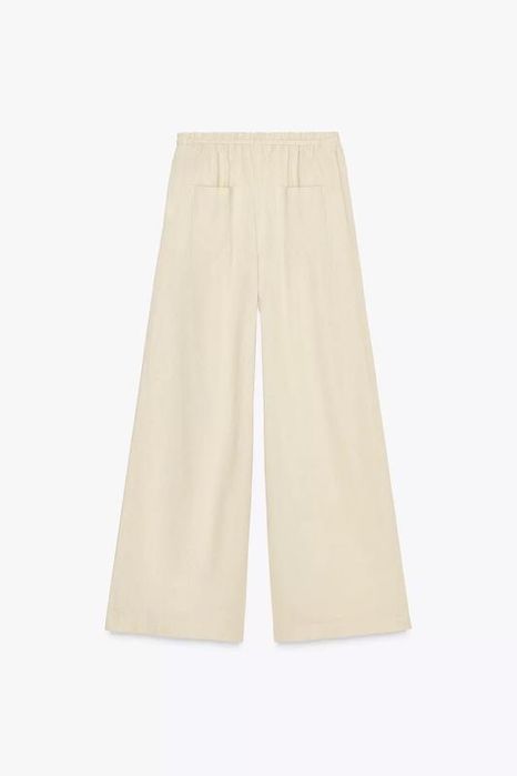 Лляні брюки zara, бежеві брюки з льону zara, пісочні лляні брюки zara