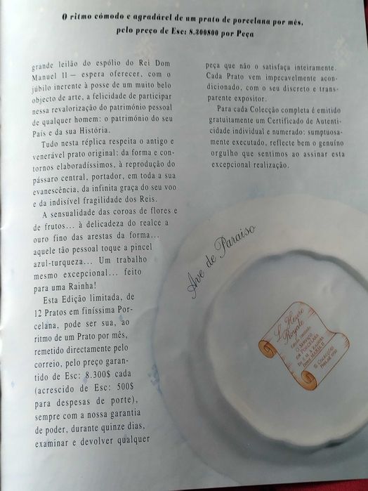 Coleção Autenticada de 15 Pratos Porcelana Rainha D. Maria II