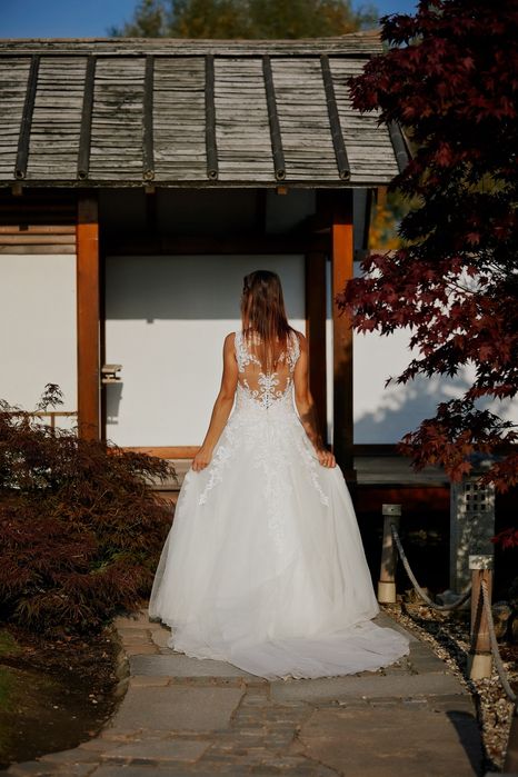 Suknia ślubna suknie M Bytom JAK NOWA tren rozmiar 36