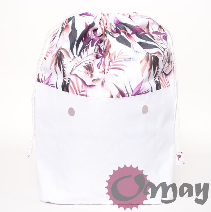Biały organizer do OBAG STANDARD worek kwiaty Różowe Beżowe komin OMAY
