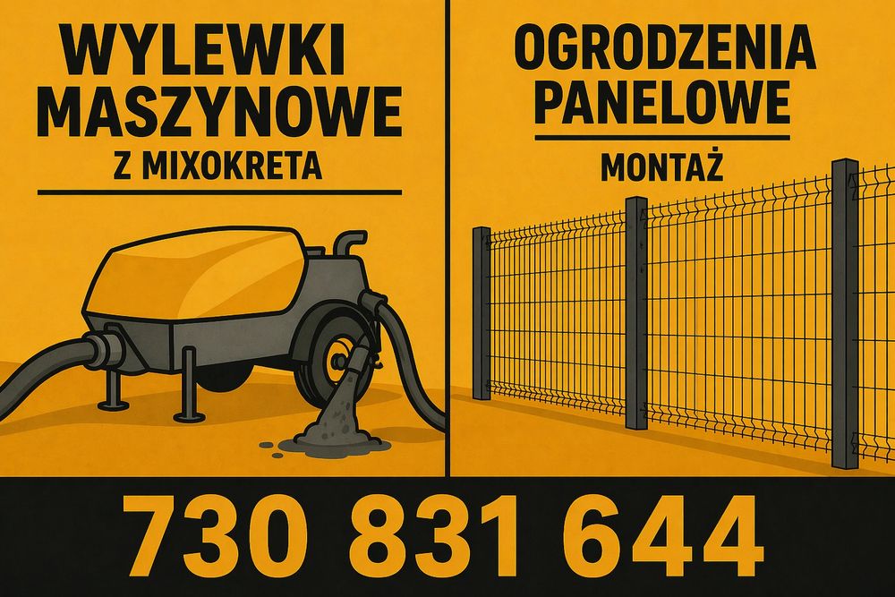 Wylewki mixokretem+styrobeton,zrywanie podłóg.Oferuje również montaż ogrodzeń panelowych