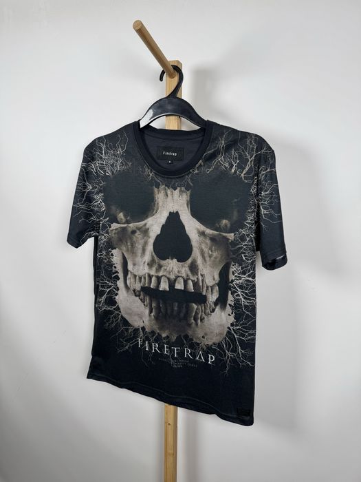 Firetrap męska czarna koszulka t-shirt czacha czaszka M