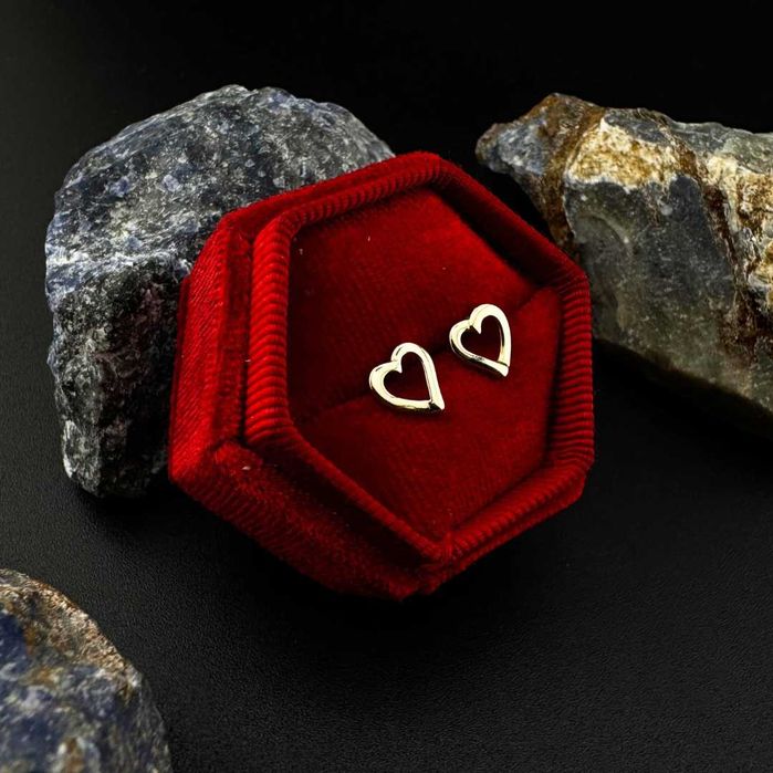 Złote kolczyki serduszka serca próby 585 waga 1.14g JAK NOWE