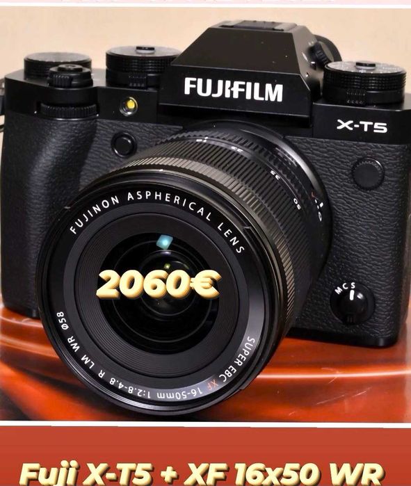 Fuji X-T5 + XF 16x50 WR, novo, zero fotos. Fatura e garantia Fuji PT