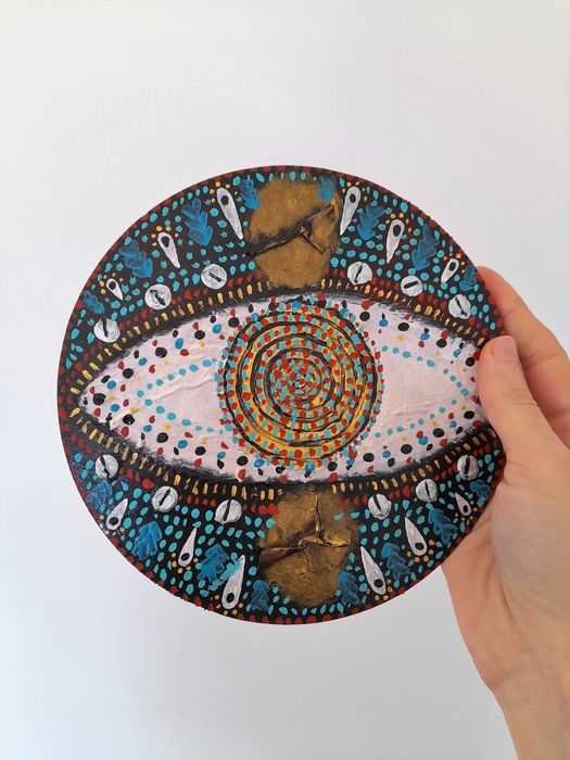 Decoração de parede em madeira, olho, amuleto de proteção para a casa