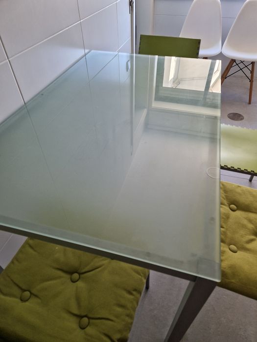 Mesa aço inoxidavel com vidro temperado