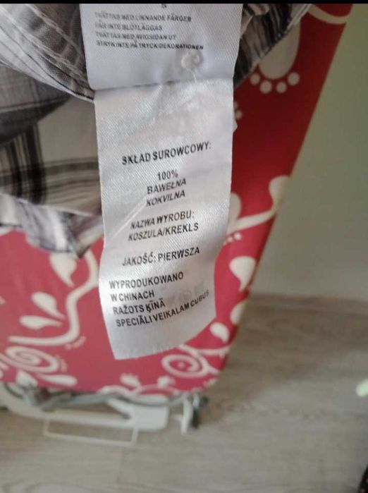 Koszula męska, szaro- biała,Identity, S, wymiary poniżej