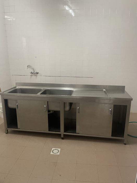 Bancada aço inoxidável - Pia dupla industrial