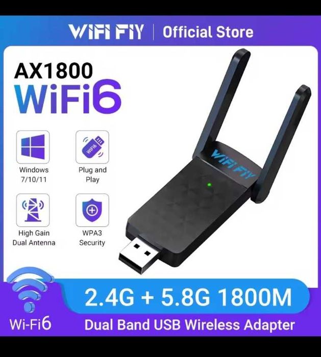 Двохдіапазонний USB Wi-Fi 6 адаптер  AX1800   2.4G/5G