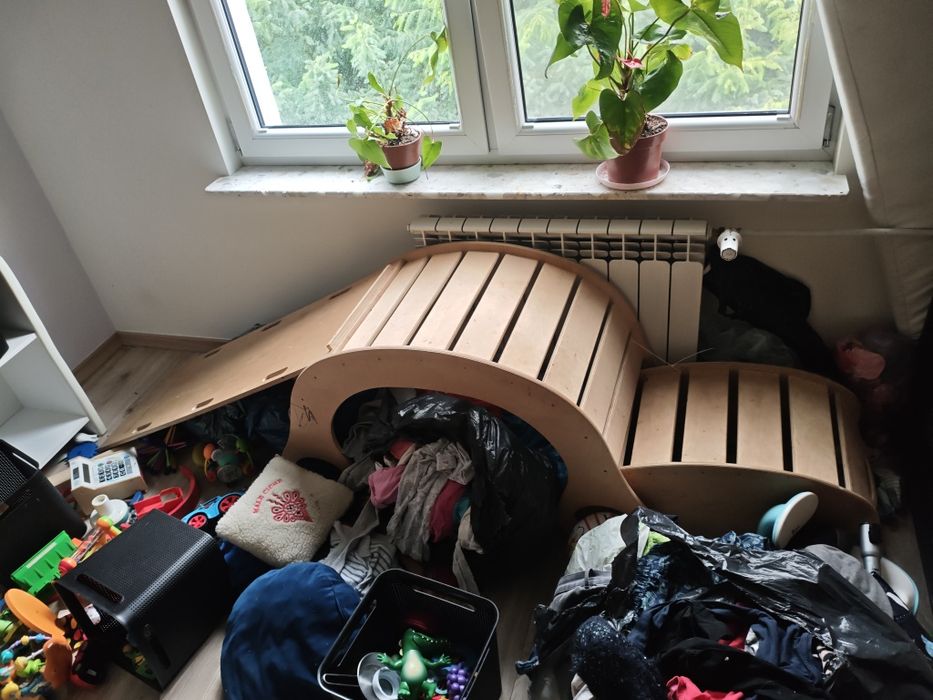 Duży zestaw Montessori / Pikler – 3 elementy – bujak + zjeżdżalnia