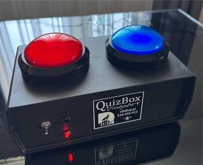 Urządzenie dla DJ do gier w stylu Familiada bateria buzer zasilacz