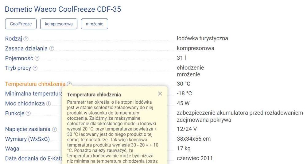WAECO lodówka / zamrażarka (-20°C) samochodowa CDF-35