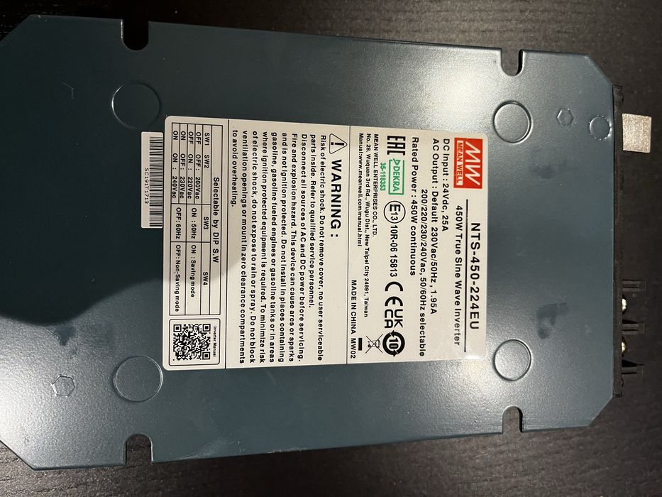 Inversor MeanWell NTS-450-224EU 450W 230VAC-24VDC