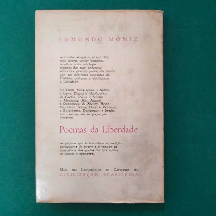Poemas da Liberdade, Uma Antologia Poética de Dante a Brecht