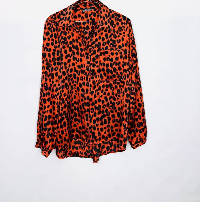 Satynowa koszula w panterkę pomarańczowa S 36