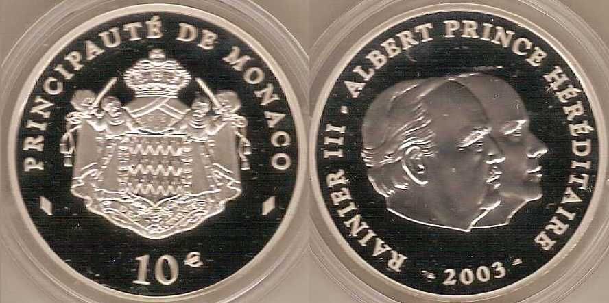 Mónaco - 10 Eur 2003 - Prata Proof - com cápsula protectora
