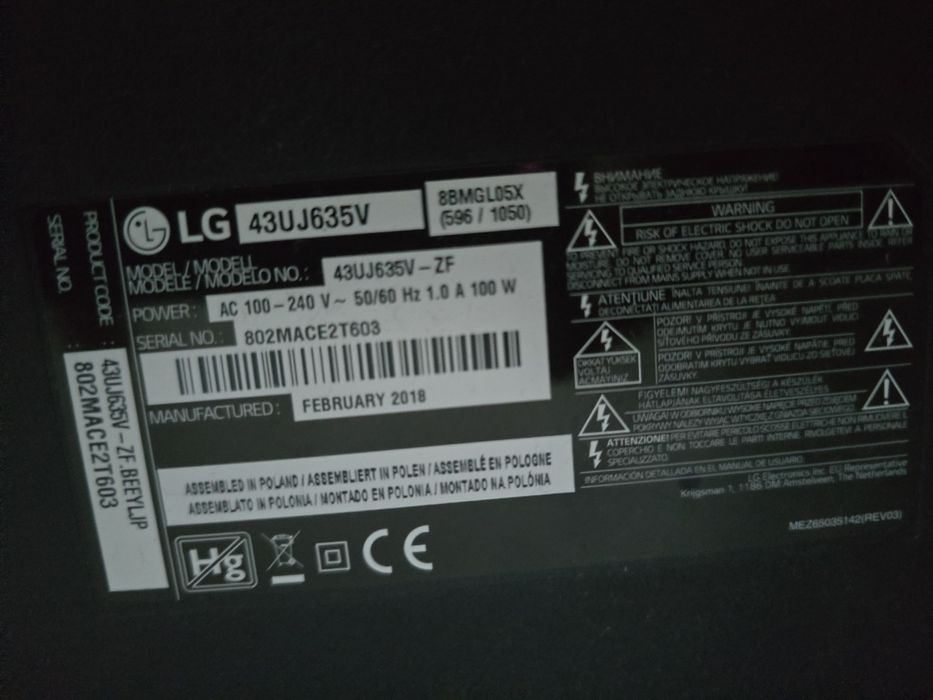 LG Webos Tv 43" UJ635V sprawny!