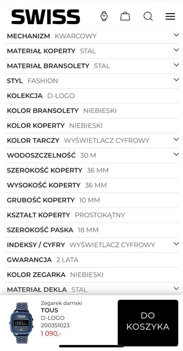 Zegarek damski TOUS od Halogsm