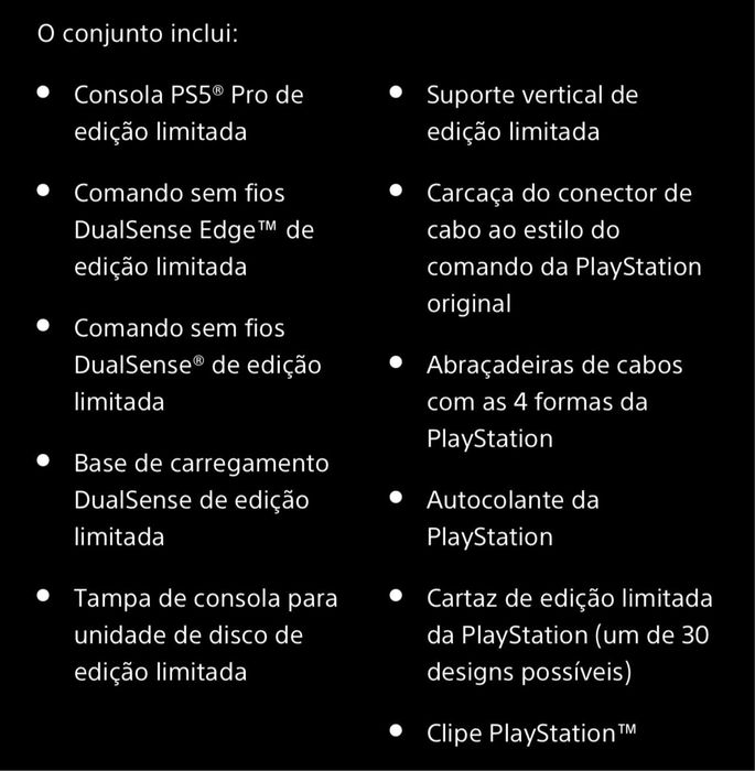 Conjunto de consola PlayStation®5 Pro – edição limitada do 30.º aniversário