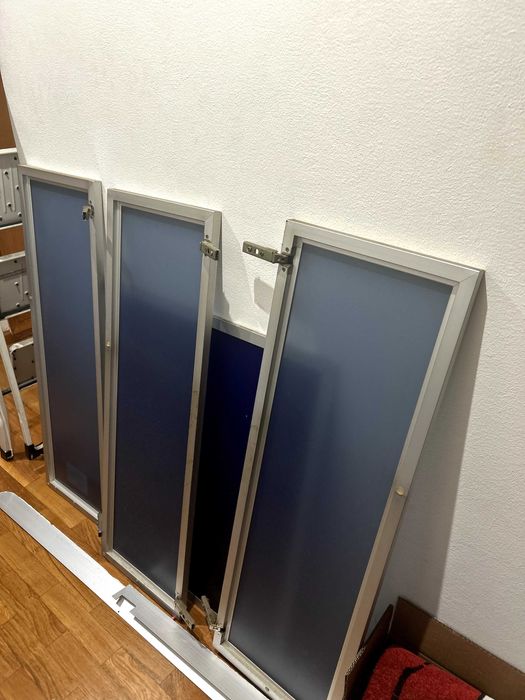 4 Pares de Portas Aço Inoxidável e Vidro com Dobradiças - 30x92cm