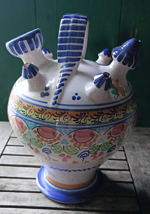 Vintage botijo faiança Talavera pintado a mao