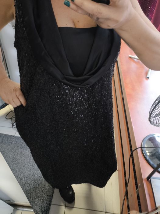 Duży rozmar piękna czarna sukienka cekiny 48,50