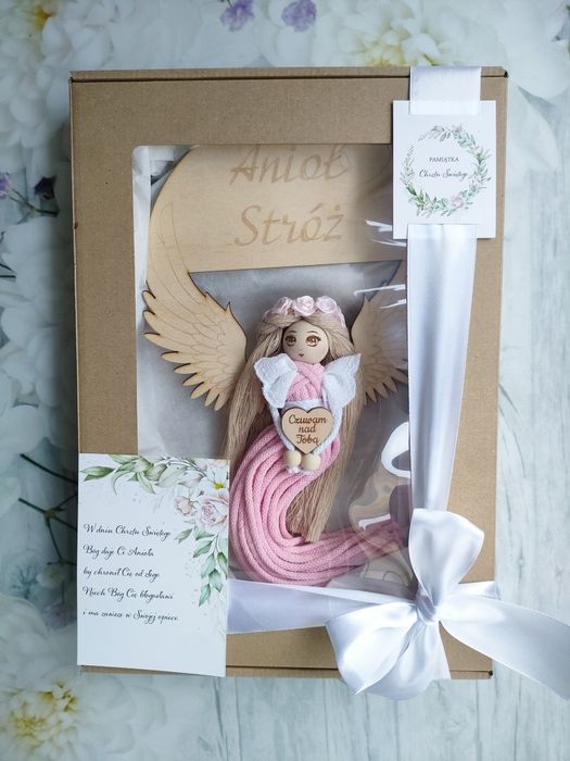 Pamiątka Chrztu Świętego Anioł Stróż rękodzieło