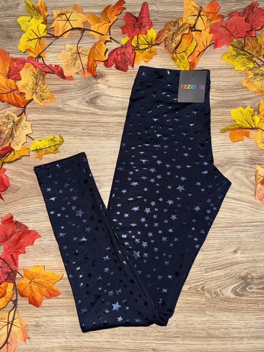 Tezenis s/36 nowe (z metką) legginsy w błyszczące gwiazdki.
