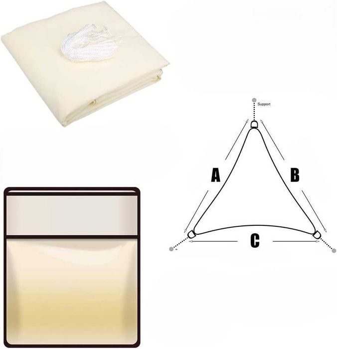 Żagiel przeciwsłoneczny wodoodporny 5x6x5 m jasny beż trójkąt