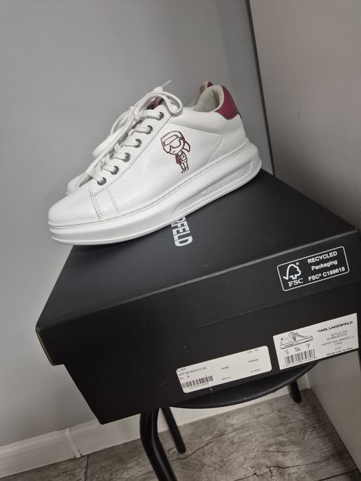 Karl Lagerfeld Kapri Ikon Sketch Lo Lace sneakersy białe burgundowe r. 38