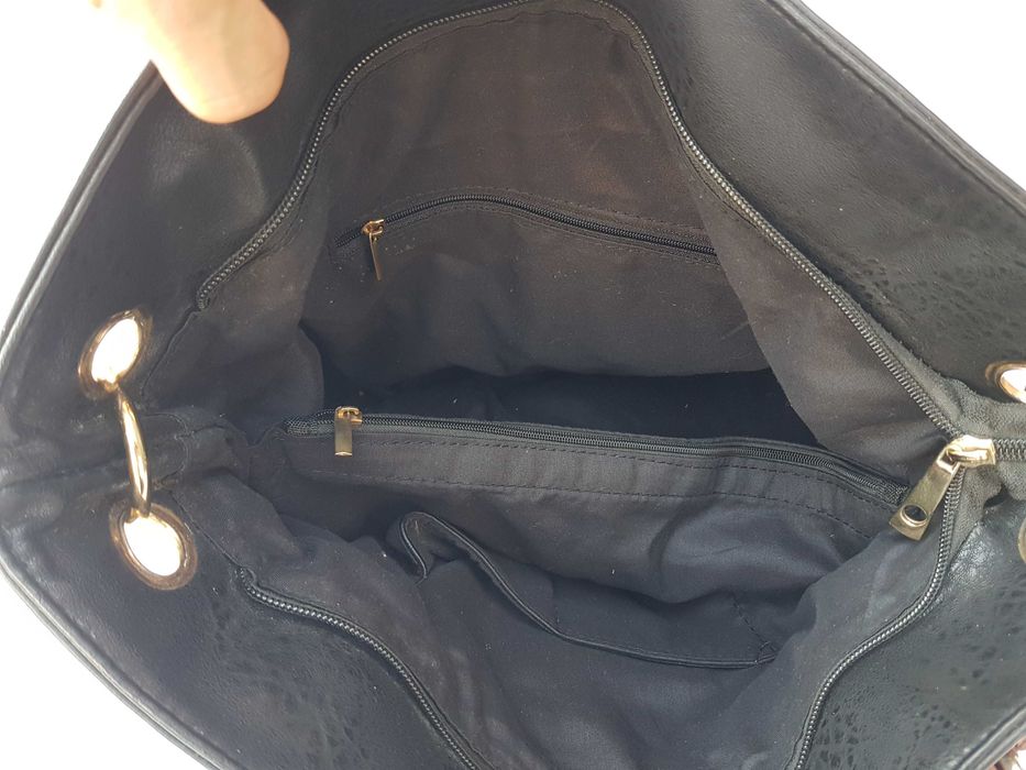 mala em couro de senhora cor preta e castanho