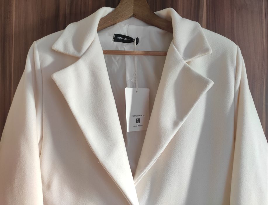 Nowy płaszcz wiosenny biała śmietanka L/XL