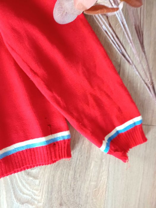 stary retro vintage czerwony męski chłopięcy sweterek 36S 38M old