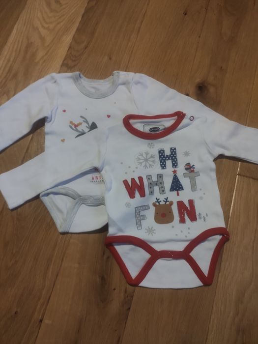 Dwa body niemowlęce, świąteczne Pepco r.62