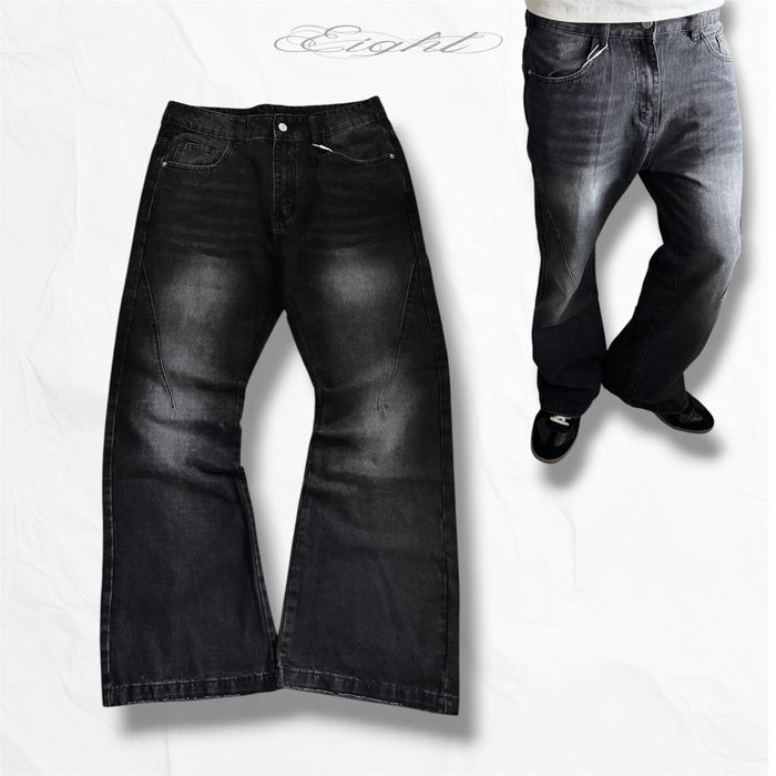 Flared Black Bootcut Jeans Джинси Фларед Кльош Клеш Чорні Вошед  Y2k Sk8 Archive Slim Opium Racer Jaded London Balenci  Буткат 527 Черные Опиум Джинсы