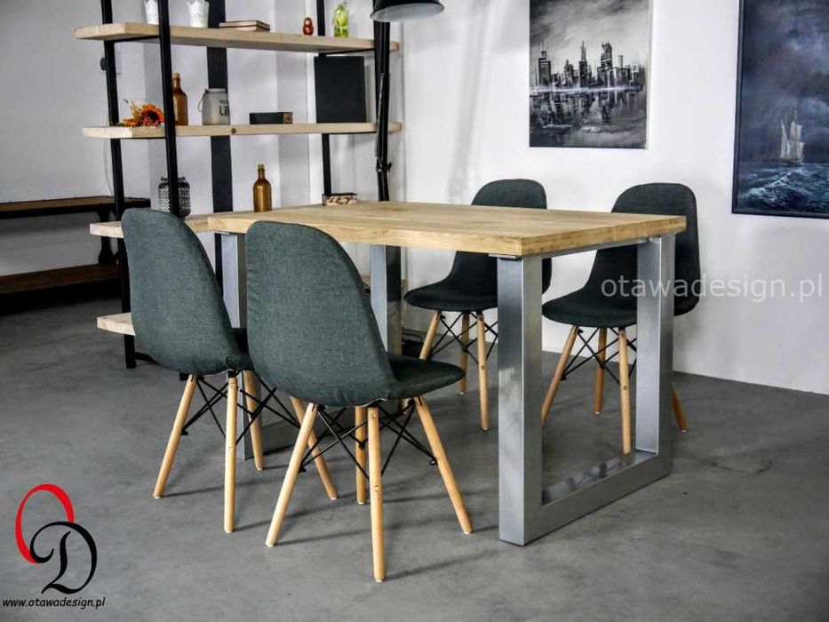 Nowoczesny stół loftowy LOFT z litego drewna stalowe nogi