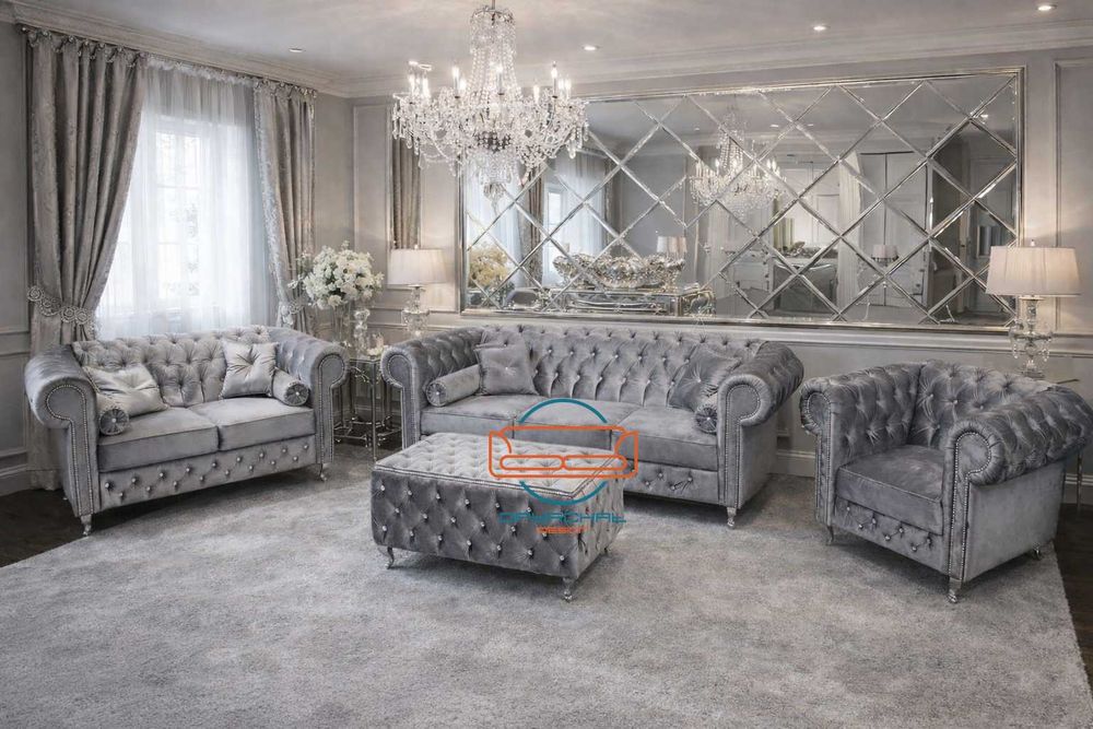 Producent zestaw 3+2+1 + stolik CHESTERFIELD kryształki NR.11