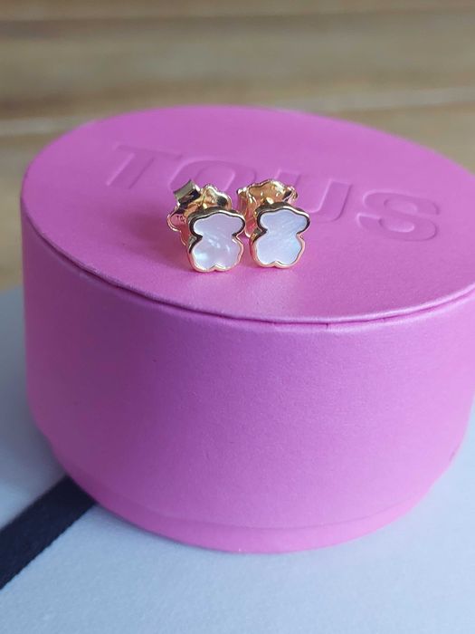 Kolczyki misie masa perłowa