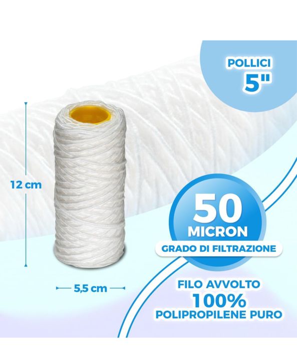 Cartucho de filtro 5”| fio rosqueado | 50 mícrons