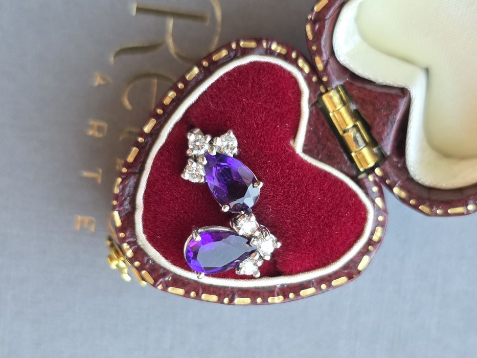 Kolczyki Ametyst Diamenty 0.2ct Złoto 585 WYCENA 3700
