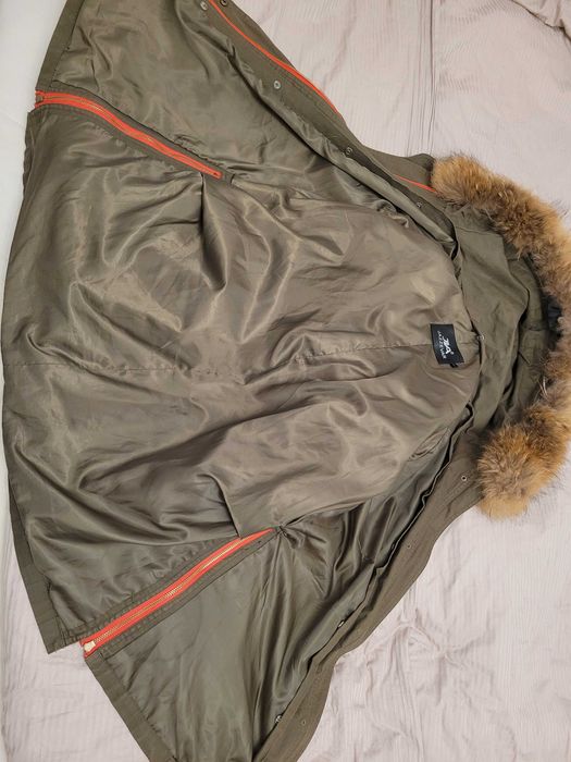 Parka ciemna zieleń futro z jenota M